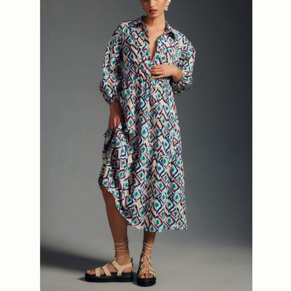 Anthropologie Bettina tiered shirtdress sz M